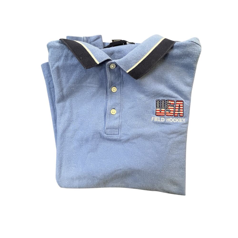 USA Field Hockey Longstreth Devon Jones Light Blue Polo Shirt Mens XL